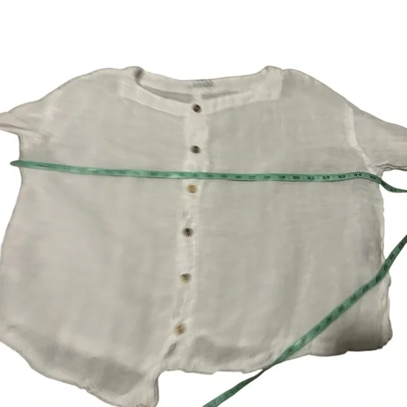 Banana Blue linen white asymmetrical top small Lagenlook oversized artsy boho - Picture 9 of 9